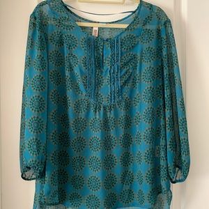 NWT Route 66 XL sheer teal tunic